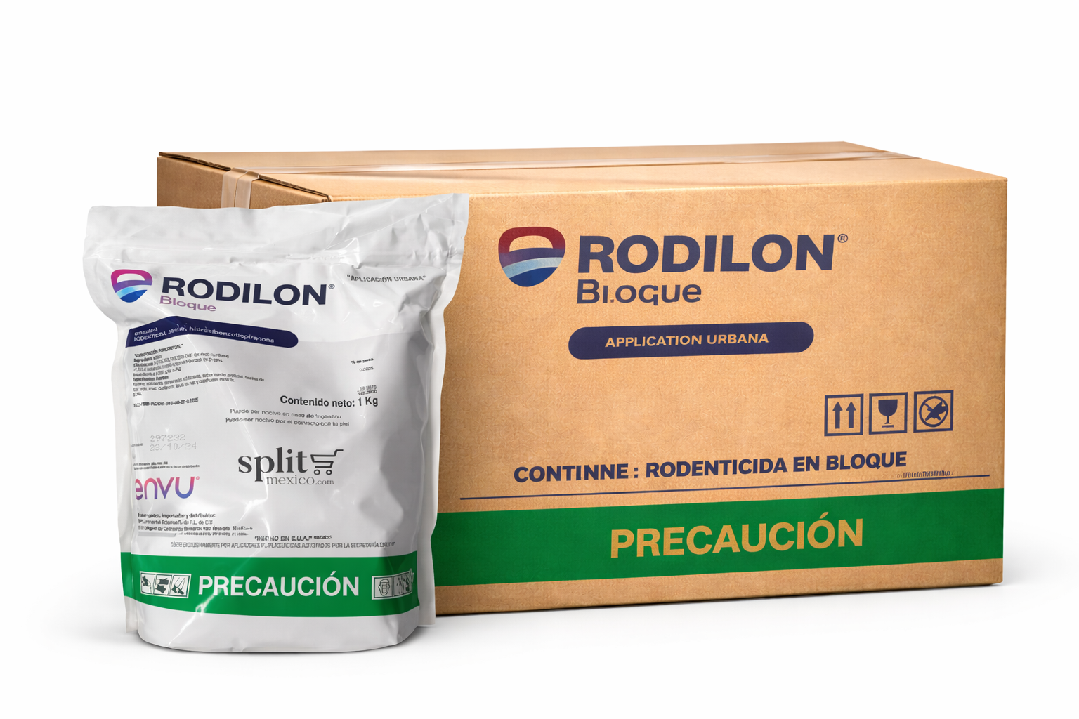 Caja 10pzas de Rodilon Bloque 1 Kg Envu Rodenticida Cebo