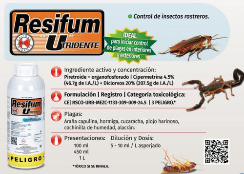 Insecticida Resifum U 1 Litro Diclorvos + Cipermetrina 2 Lts