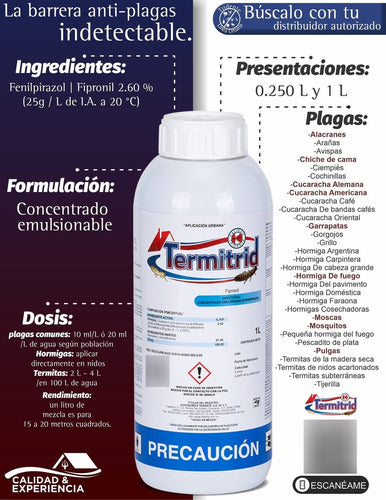 Termitrid Tridente 1 Lt Insecticida Fipronil Termitas Mosqui