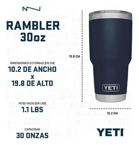 Yeti 30oz Rambler Tumbler 887ml Original Thermal Glass