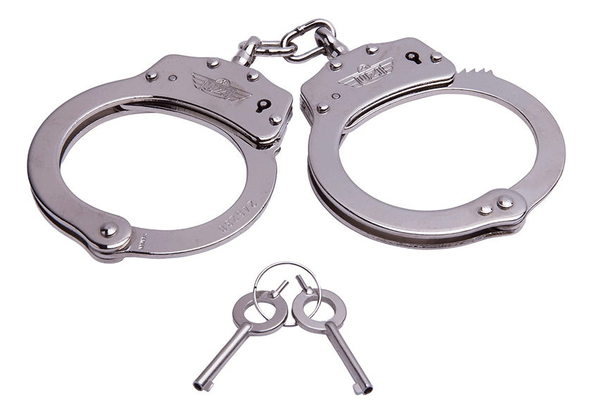 Esposas De Cadena Plata Uzi Acero Inoxidable Doble Bloqueo