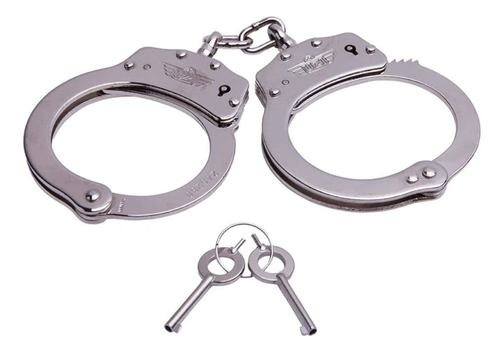 Esposas De Cadena Plata Uzi Acero Inoxidable Doble Bloqueo