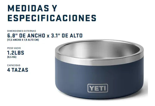 Plato Para Perro Yeti Boomer 4 Antideslizante Mascotas 4oz