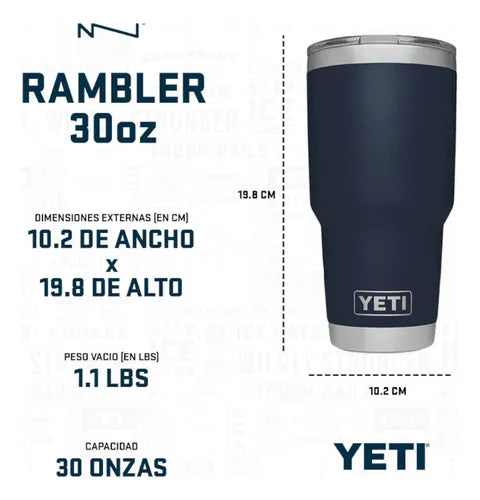 Yeti 30oz Rambler Tumbler 887ml Original Thermal Glass