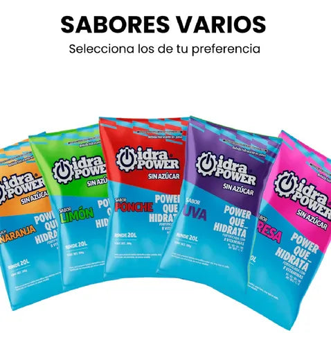 Idrapower Sin Azucar Sobre de 20g para 20 litros Vitaminado Sabores