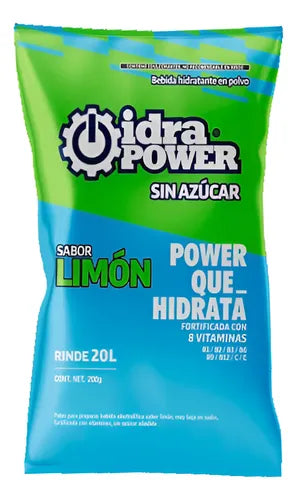 Idrapower Sin Azucar Sobre de 20g para 20 litros Vitaminado Sabores