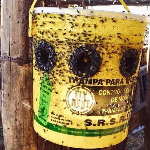 Trampa Para Mosca Fly Hunt 10 Lts Cubeta Sin Atrayente 25pz