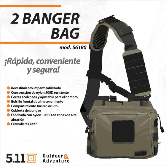 Banger 5.11 Mariconera/bandolera Negro Lisa 3 L