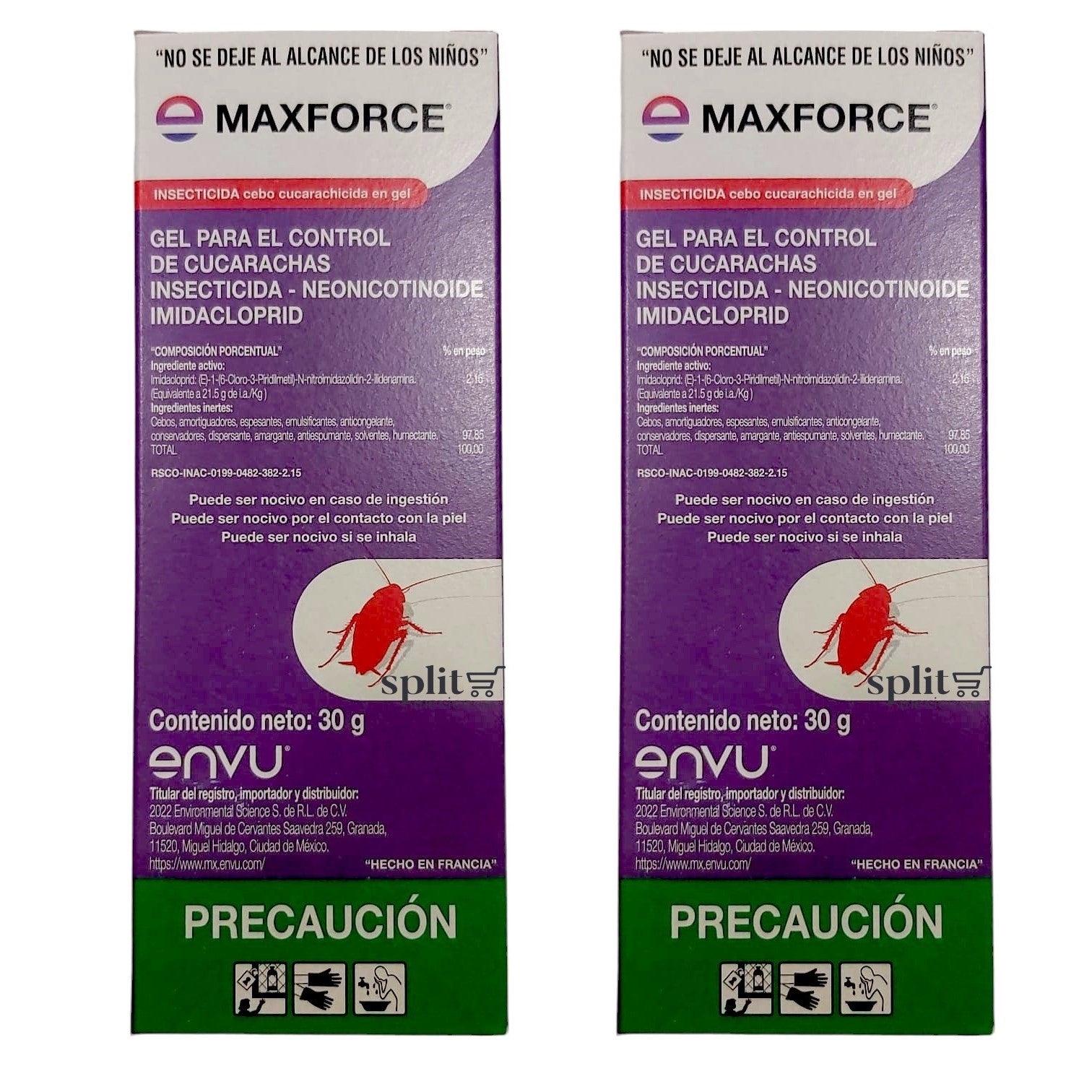 Maxforce Envu 30gr Veneno para Cucarachas Chica y Grande Pack de 2 Pzas