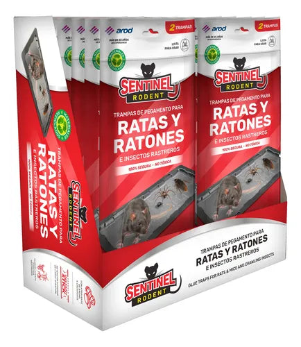 Trampa Pegamento Ratones Ratas Sentinel Rodent Arod 4 Pzas