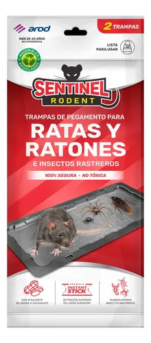 Trampa Pegamento Ratones Ratas Sentinel Rodent Arod 2 Pzas